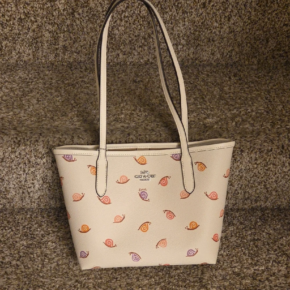 Coach Beige Tote with Colorful Snail Design - Picture 1 of 6